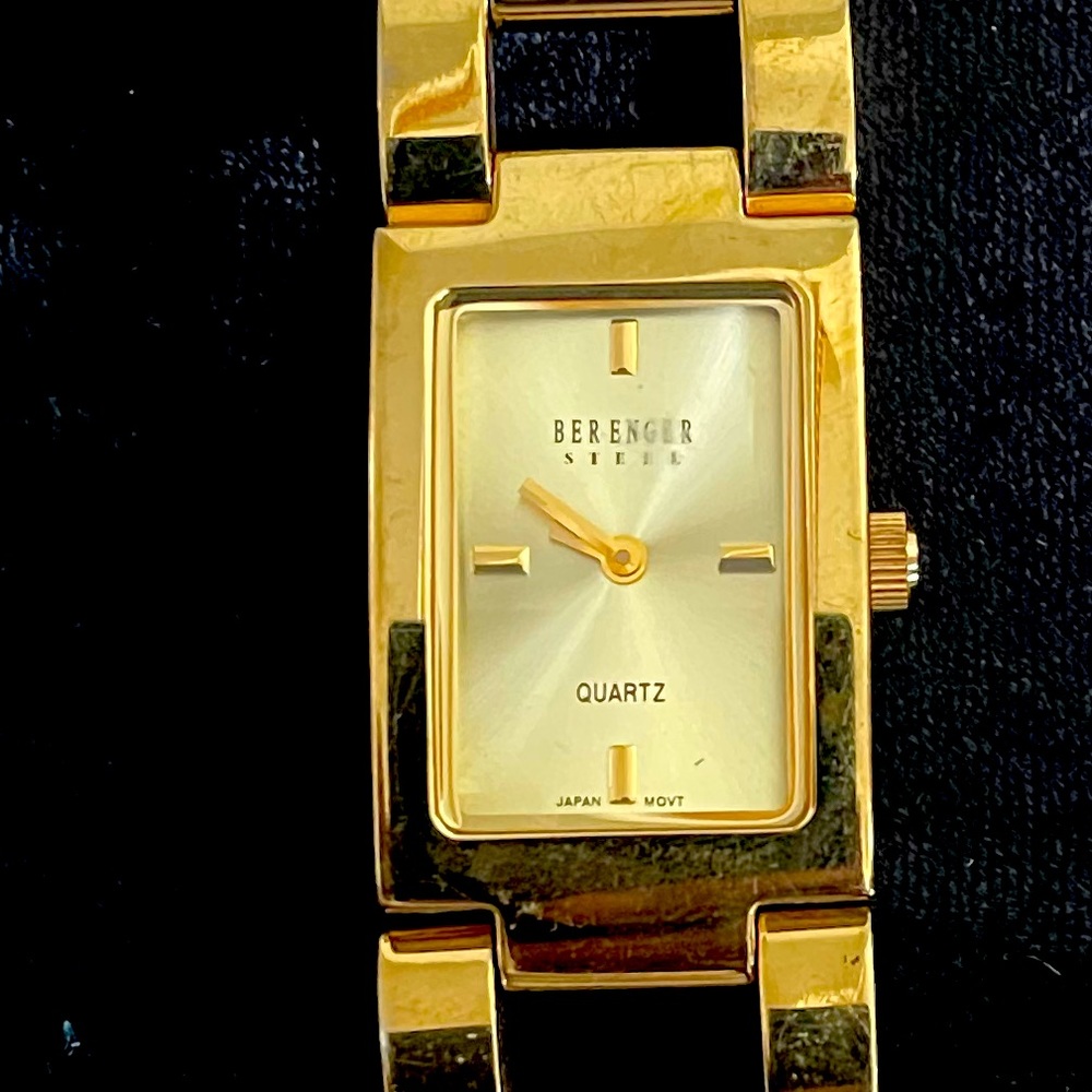 Mens Berenger Quartz Watch Gold Band Japan Movt